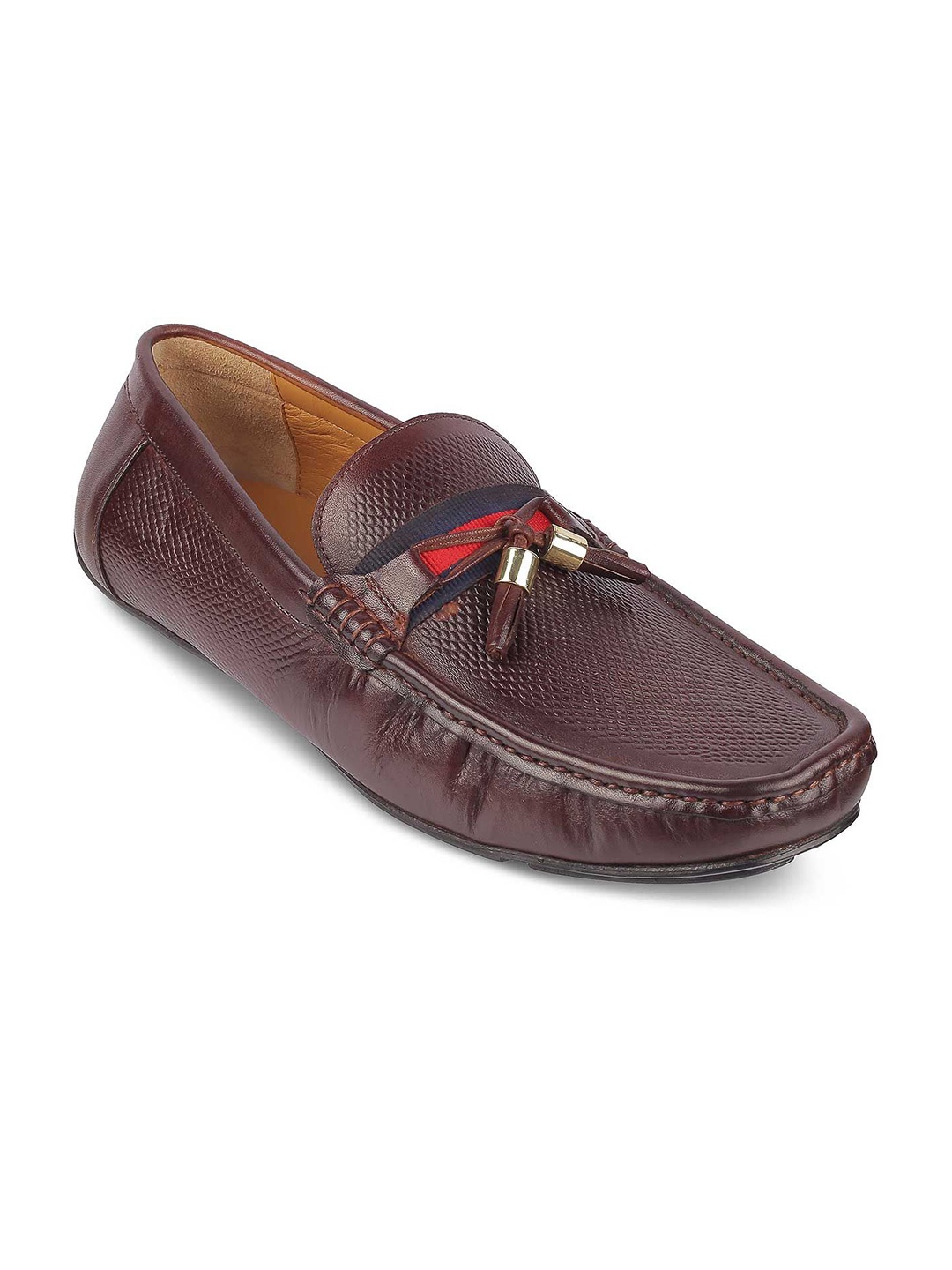 

Tresmode Men Leather Loafers With Tassels, Brown