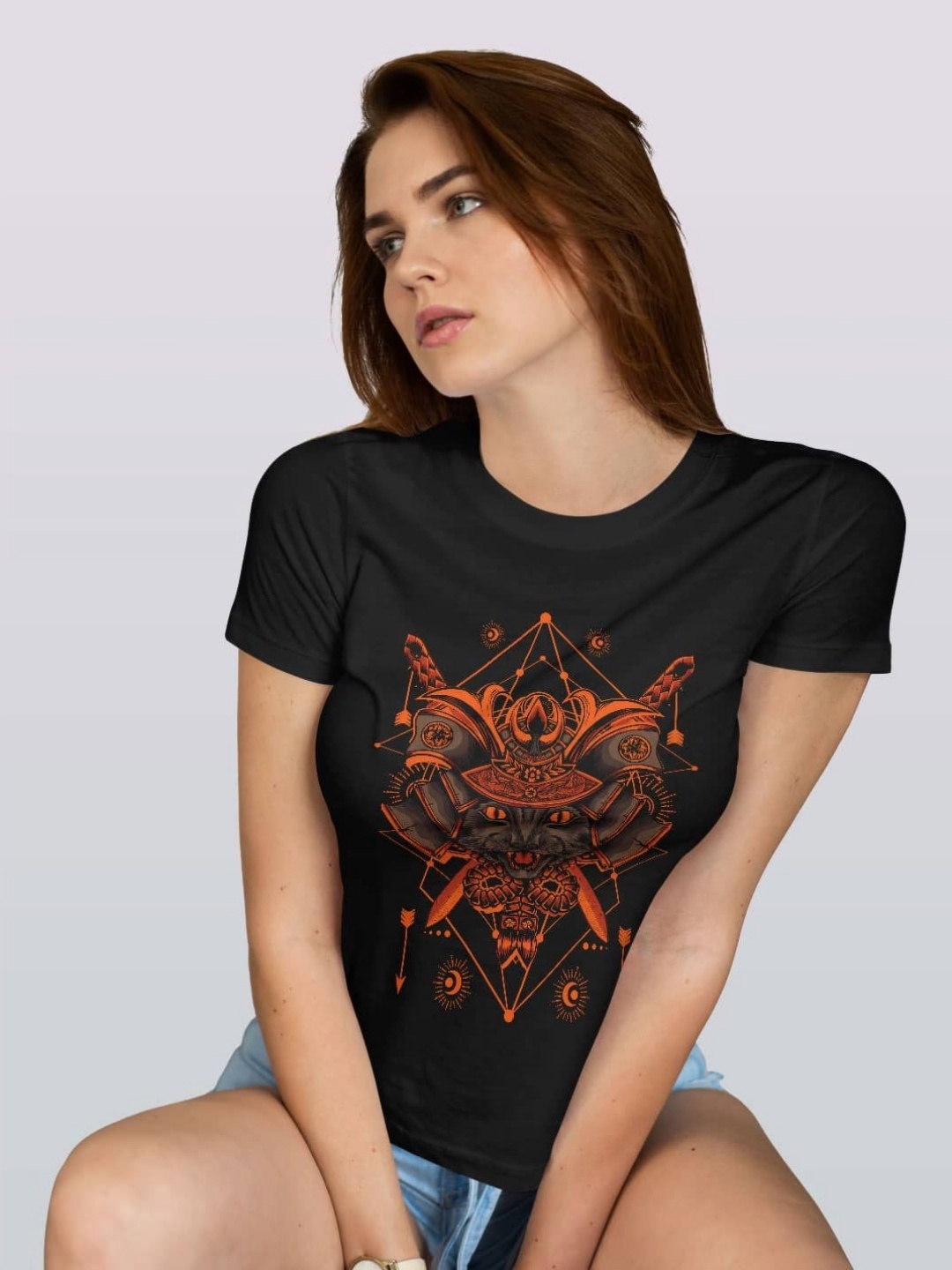 

macmerise Women Printed Extended Sleeves T-shirt, Black