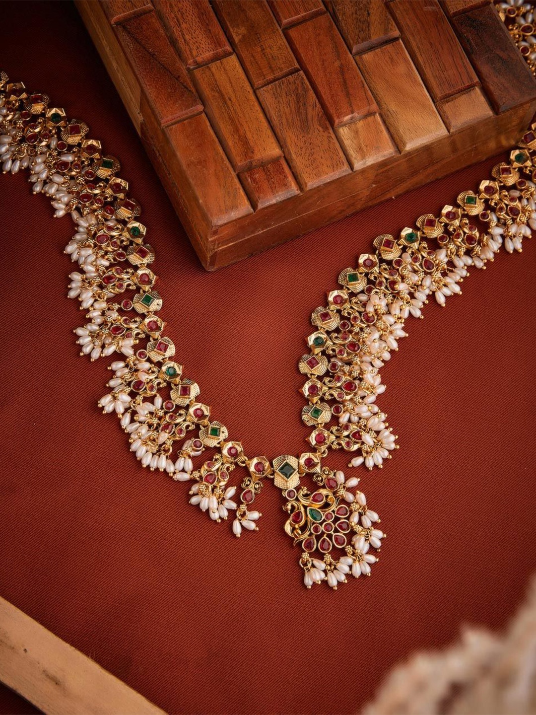 

Fabindia Gold-Plated Stone Studded & Beaded Necklace