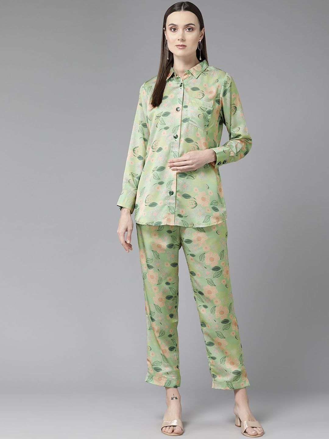 

BAESD Printed Shirt & Trouser Co-Ords, Green