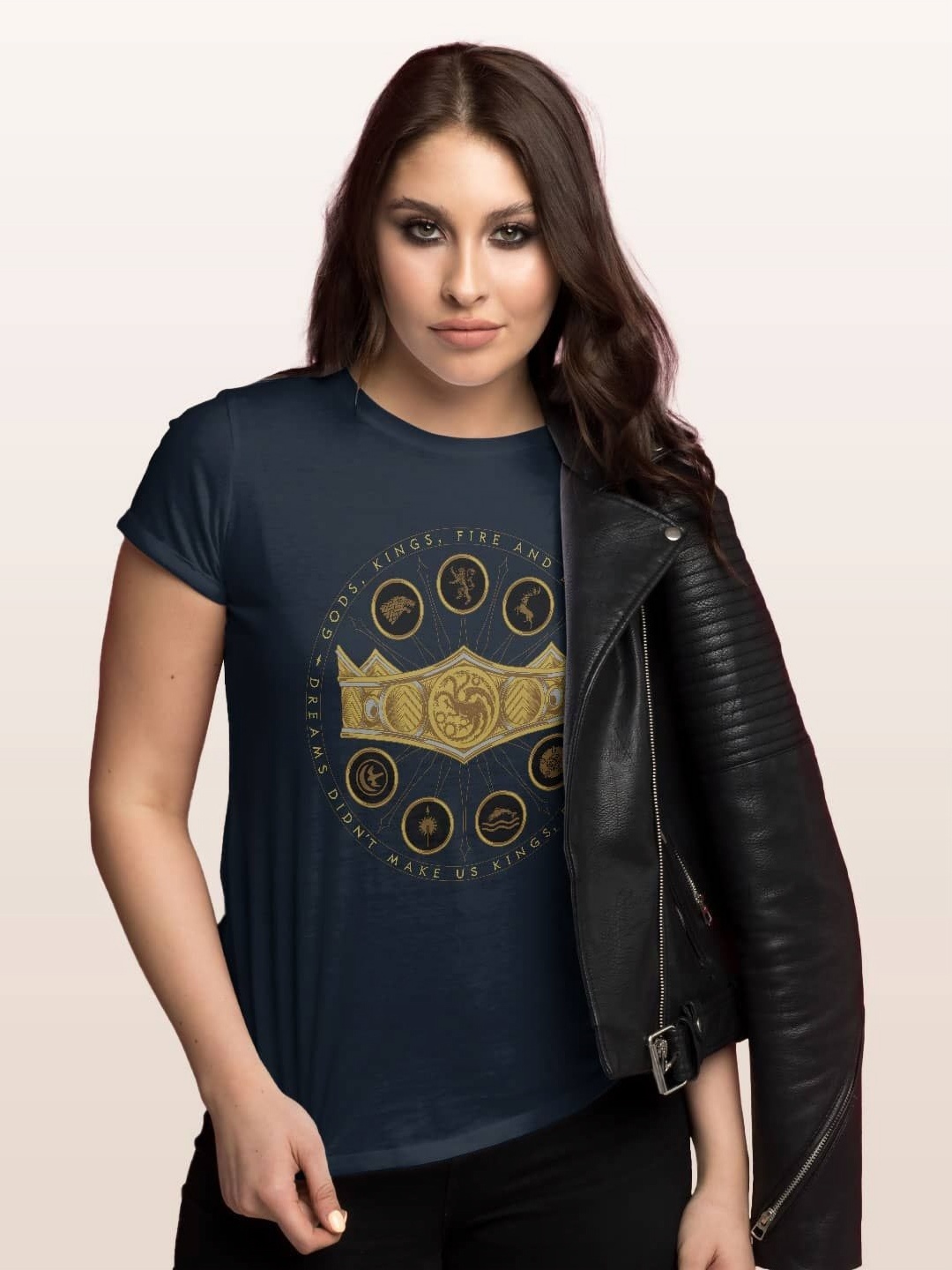 

macmerise Women Printed Extended Sleeves T-shirt, Navy blue