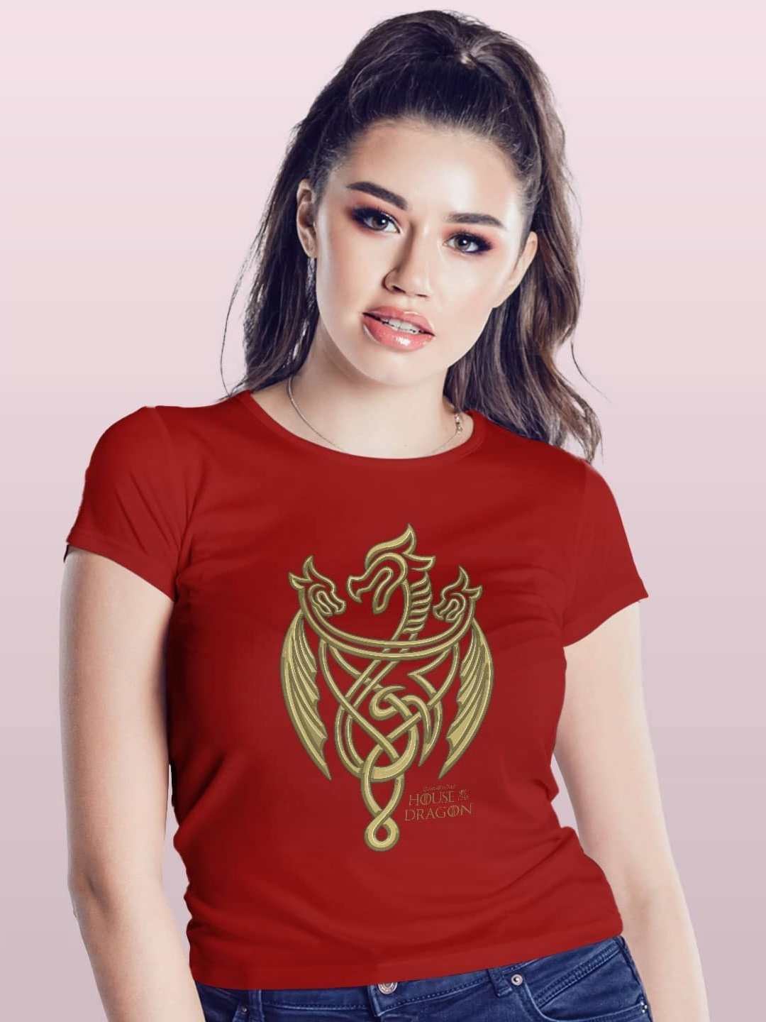 

macmerise Women Printed T-shirt, Red