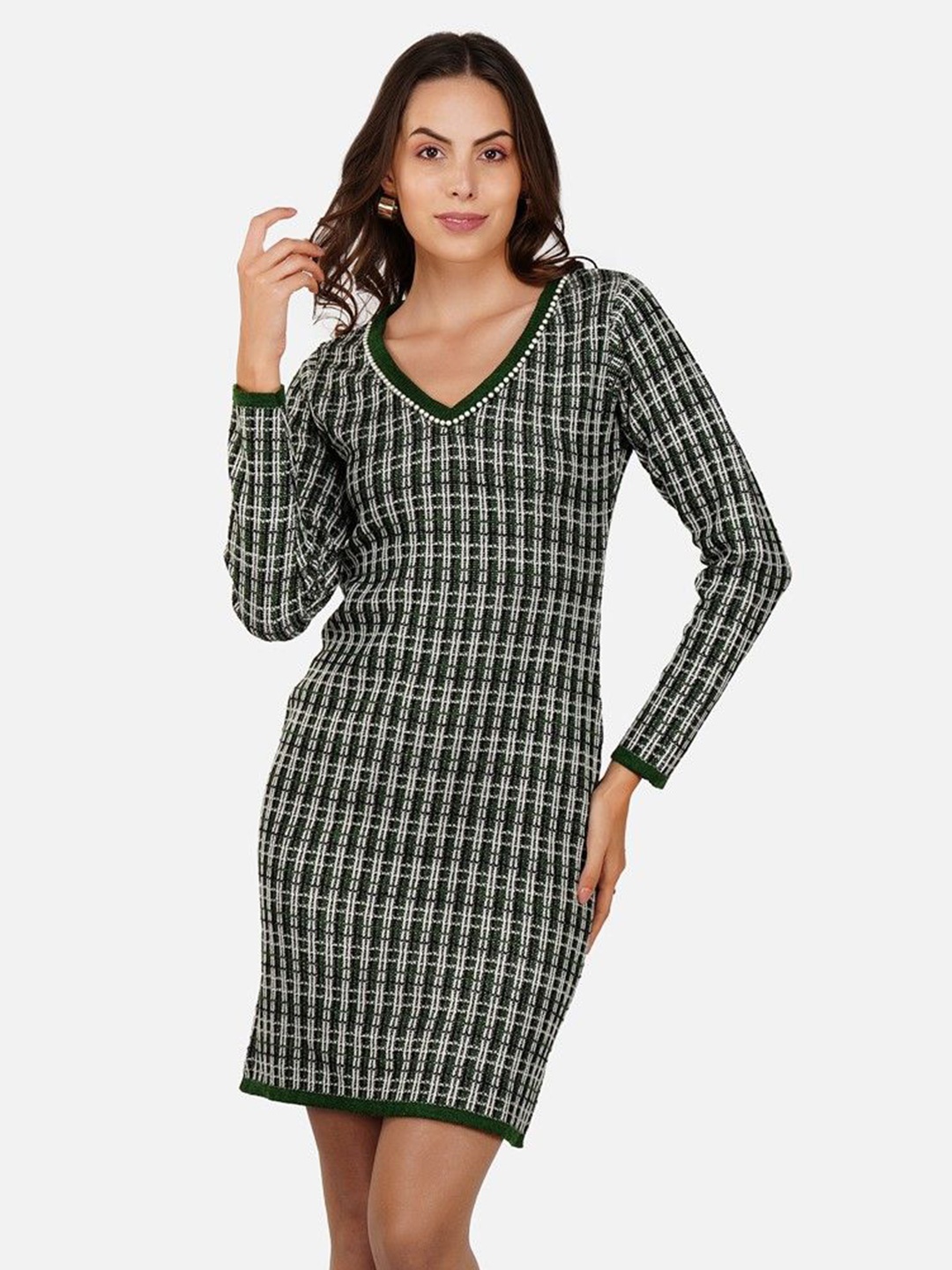 

JoE Hazel Checked Sheath Mini Dress, Green