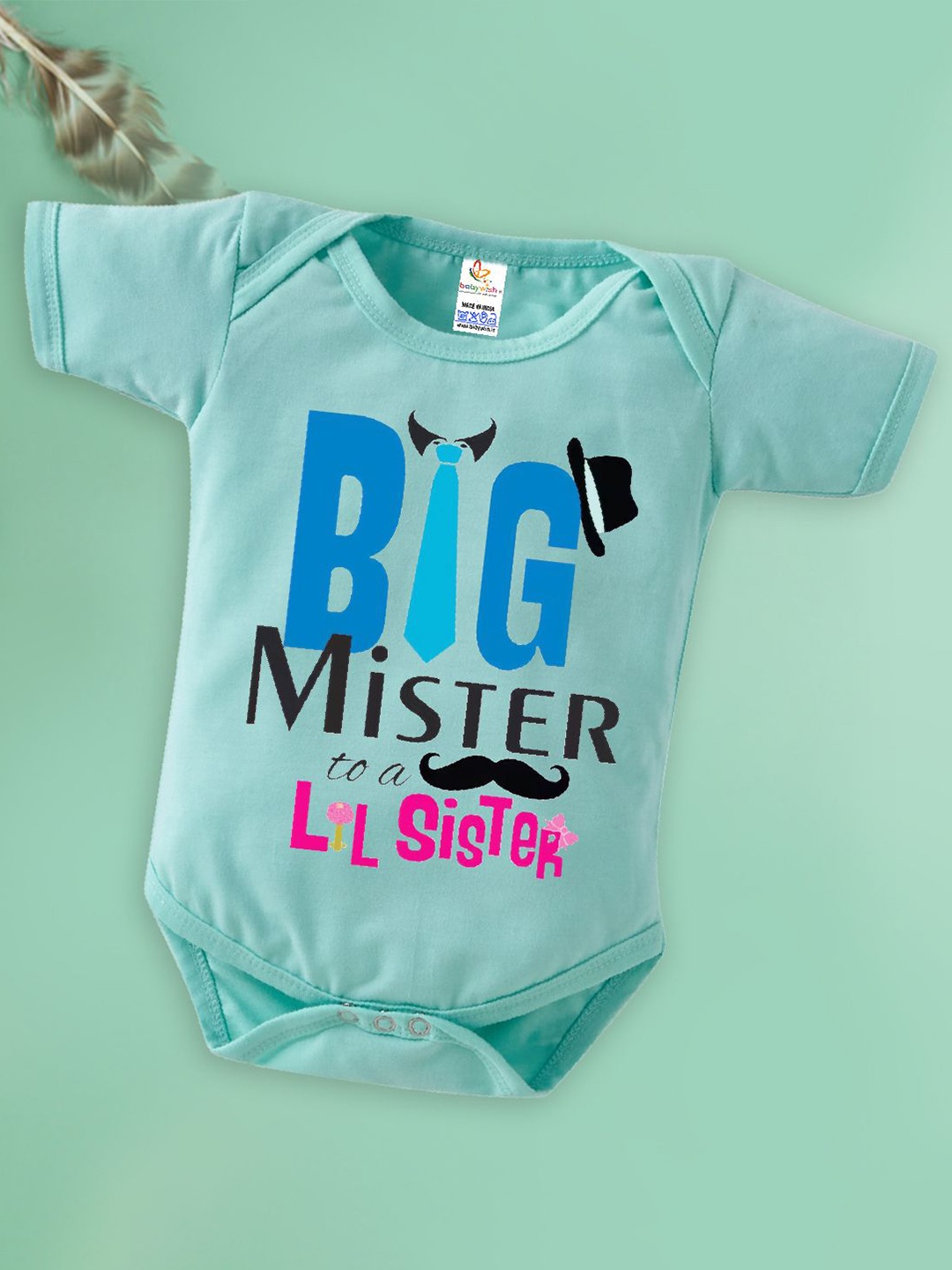 

Babywish Infants Printed Pure Cotton Bodysuit, Sea green