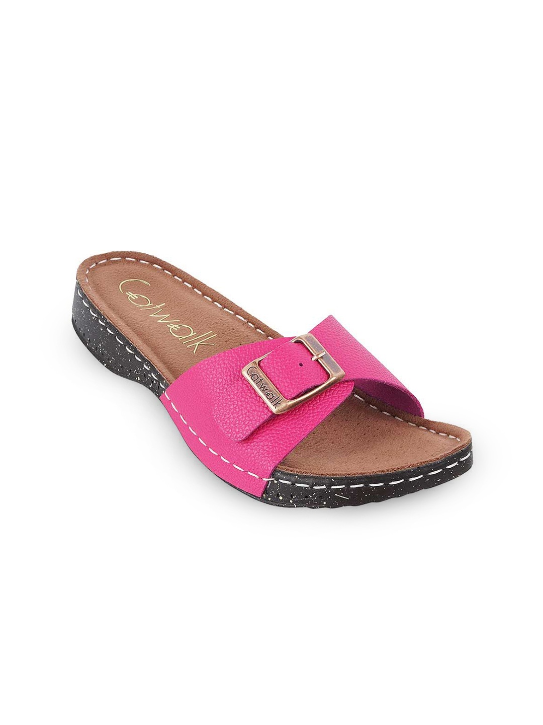 

Catwalk Open Toe Flats With Buckles, Pink