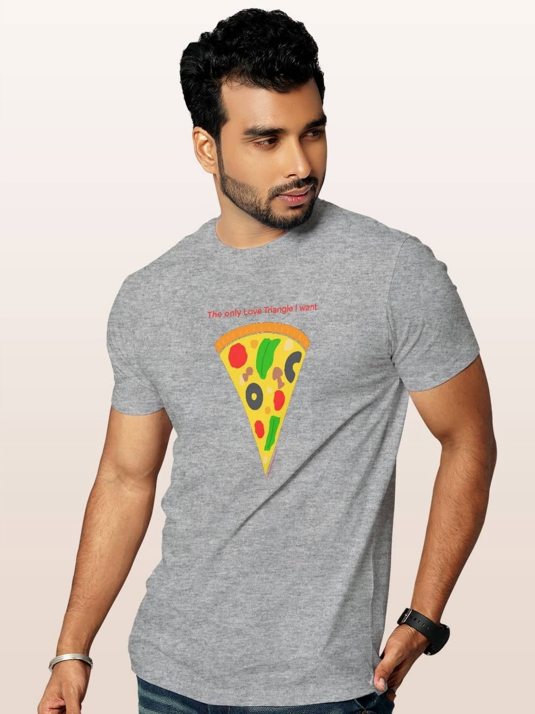 

macmerise Men Printed Applique T-shirt, Grey