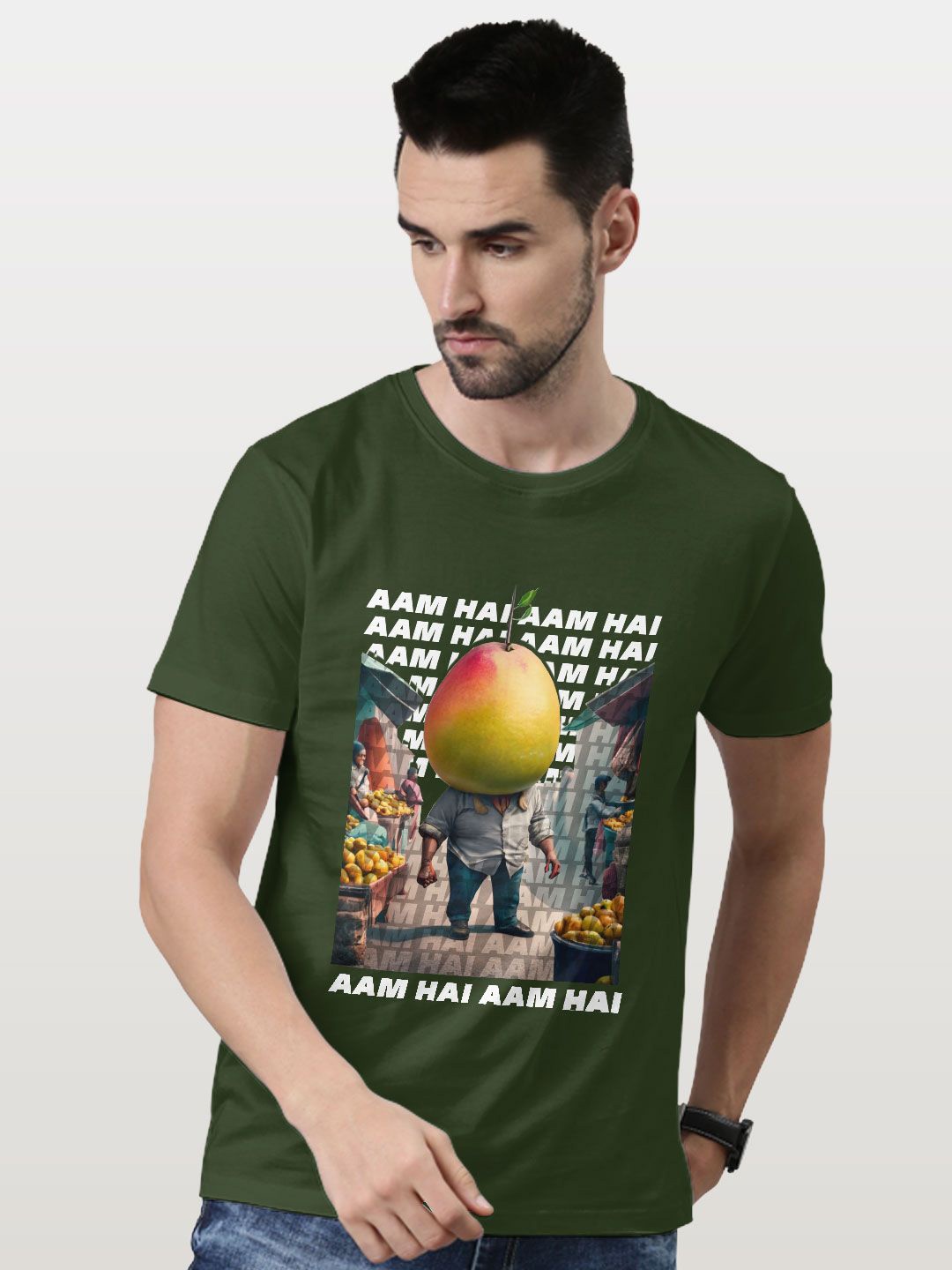 

macmerise Men Printed Pockets T-shirt, Green
