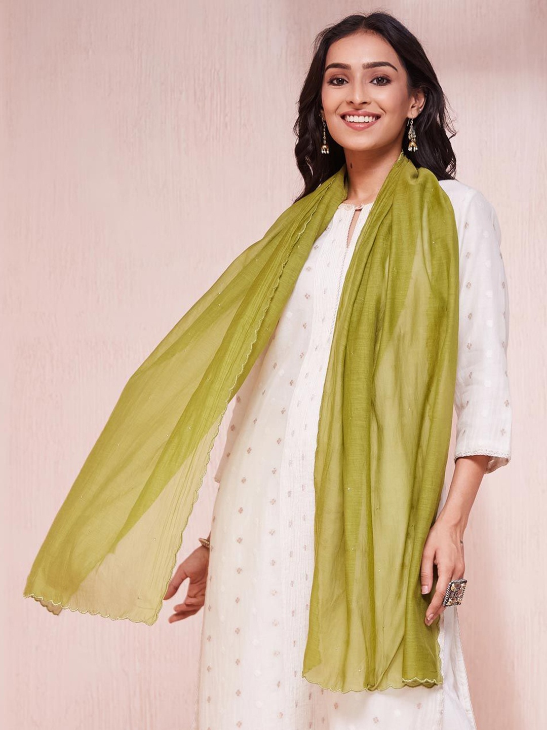 

Fabindia Women Woven Design Stole, Green