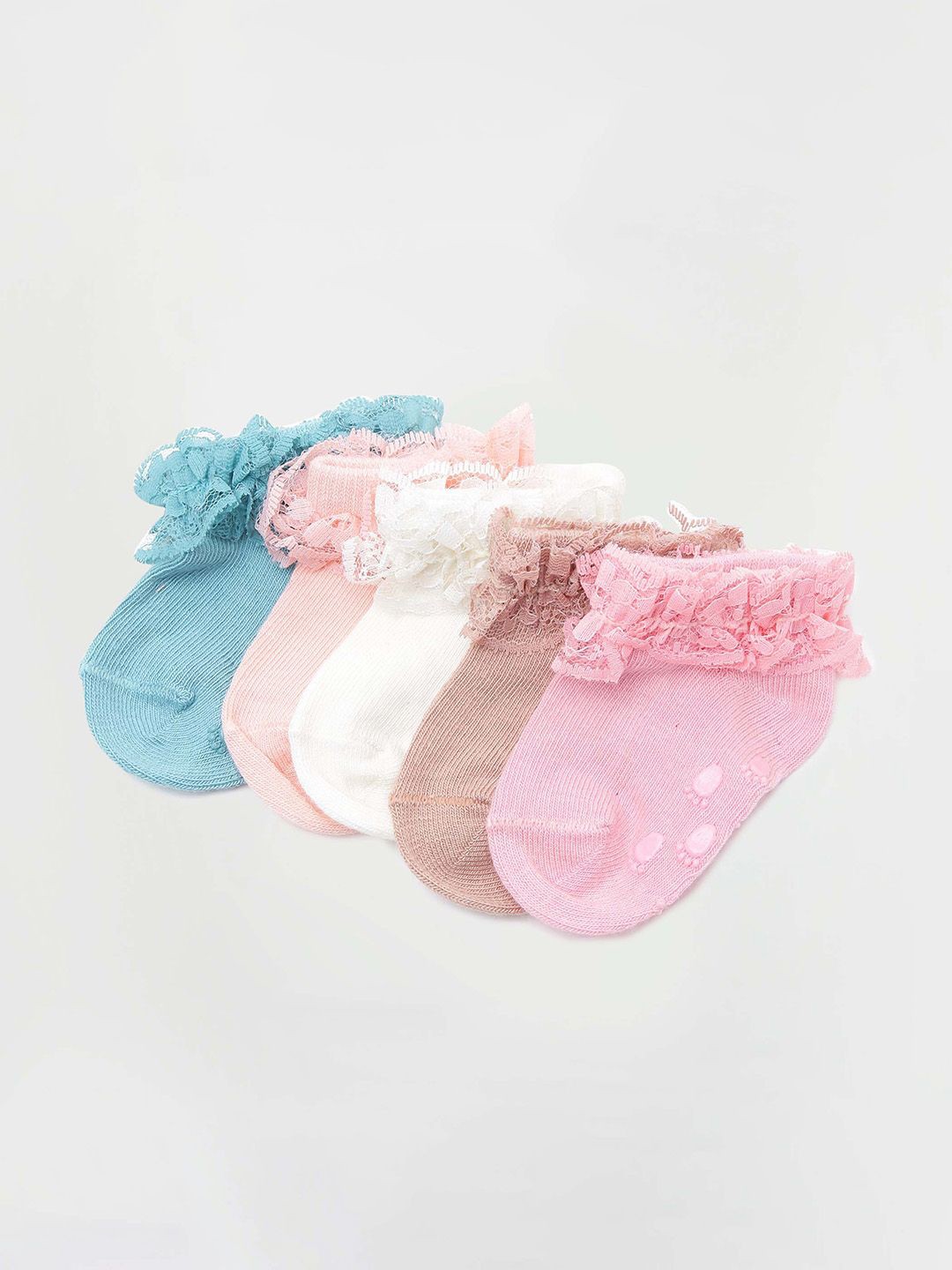 

max Girls Pack Of 5 Printed Shoe-Liner Socks, Pink