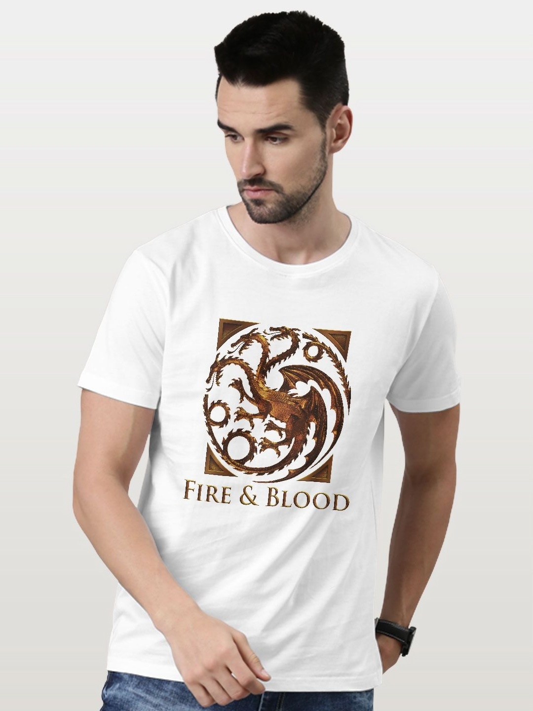 

macmerise Men Printed Raw Edge T-shirt, White