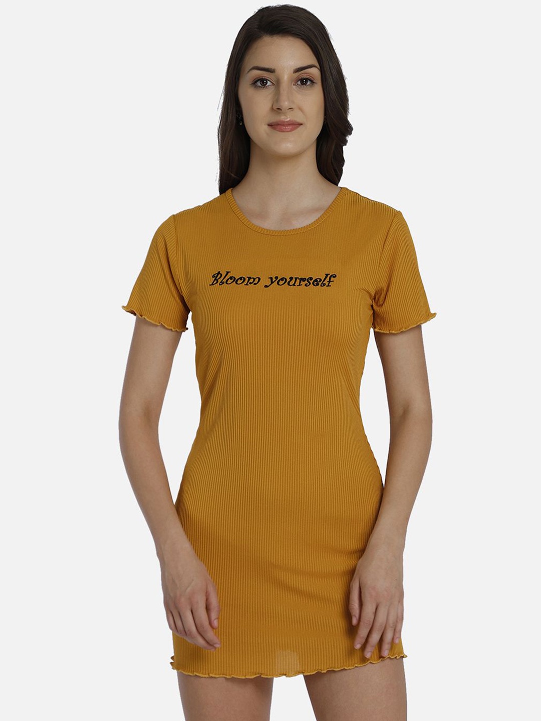 

Yaadleen Printed T-shirt Mini Dress, Mustard