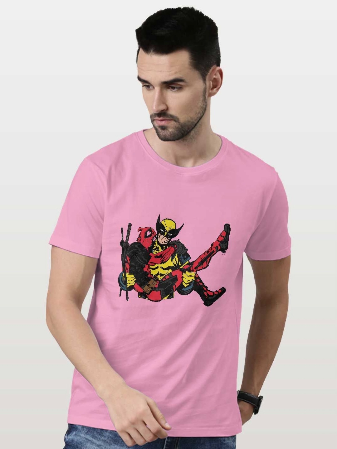 

macmerise Men Printed Applique T-shirt, Pink