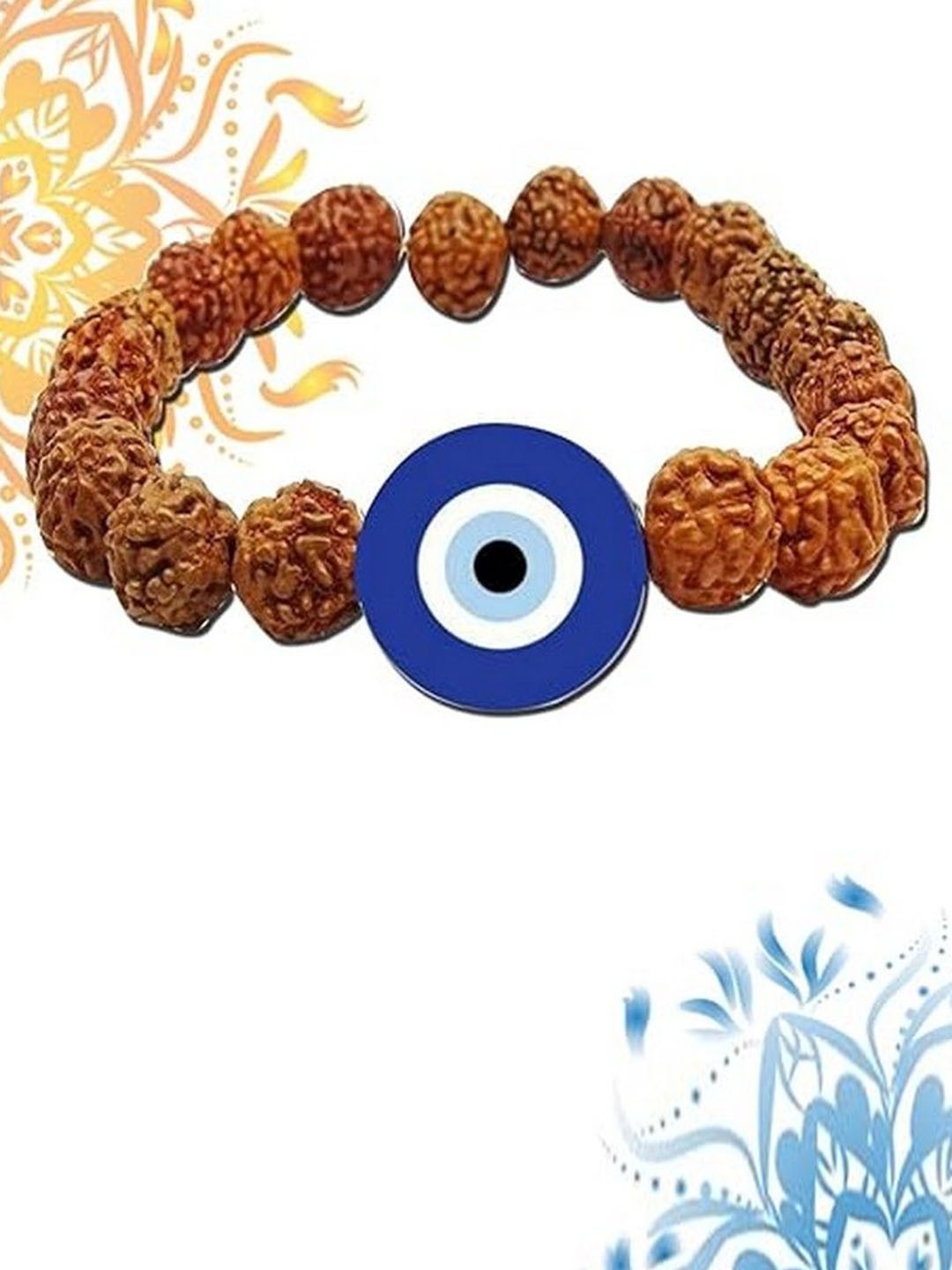 

THEYAYACAFE Boys Rudraksha Evil Eye Elasticated Rakhi, Brown
