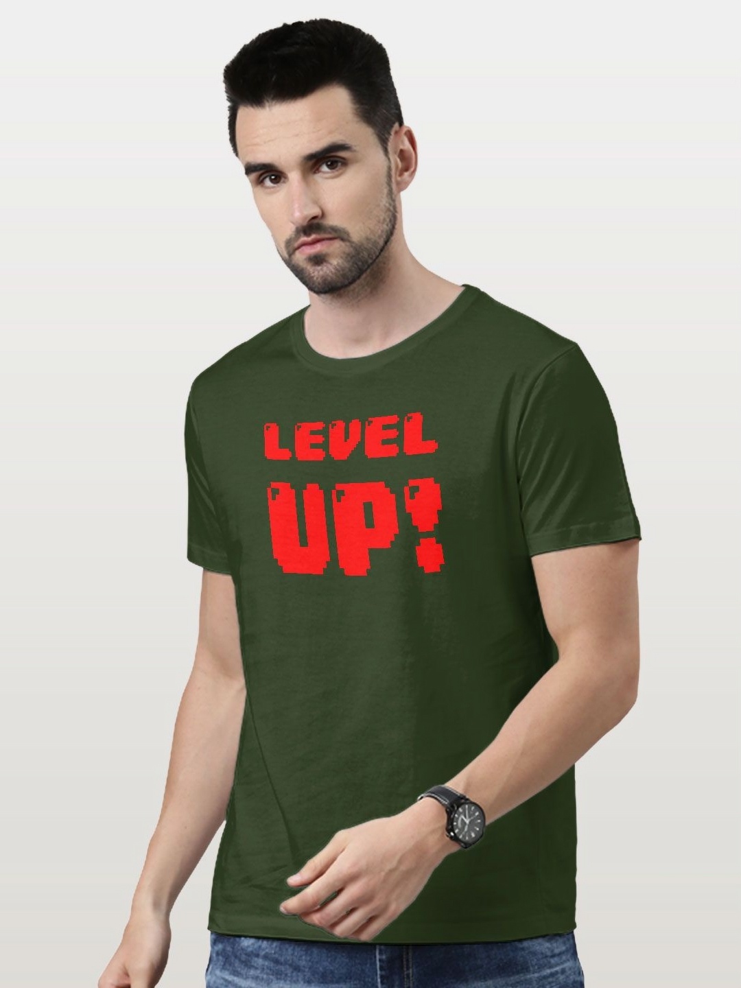 

macmerise Men Typography Printed Pockets T-shirt, Green