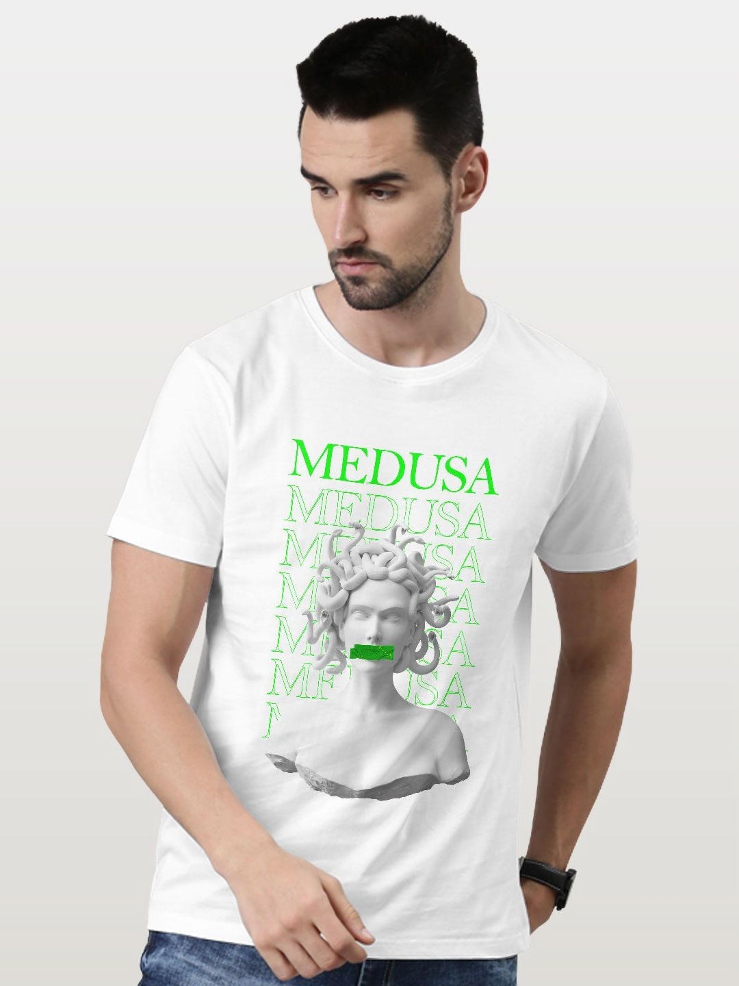 

macmerise Men Printed Raw Edge T-shirt, White