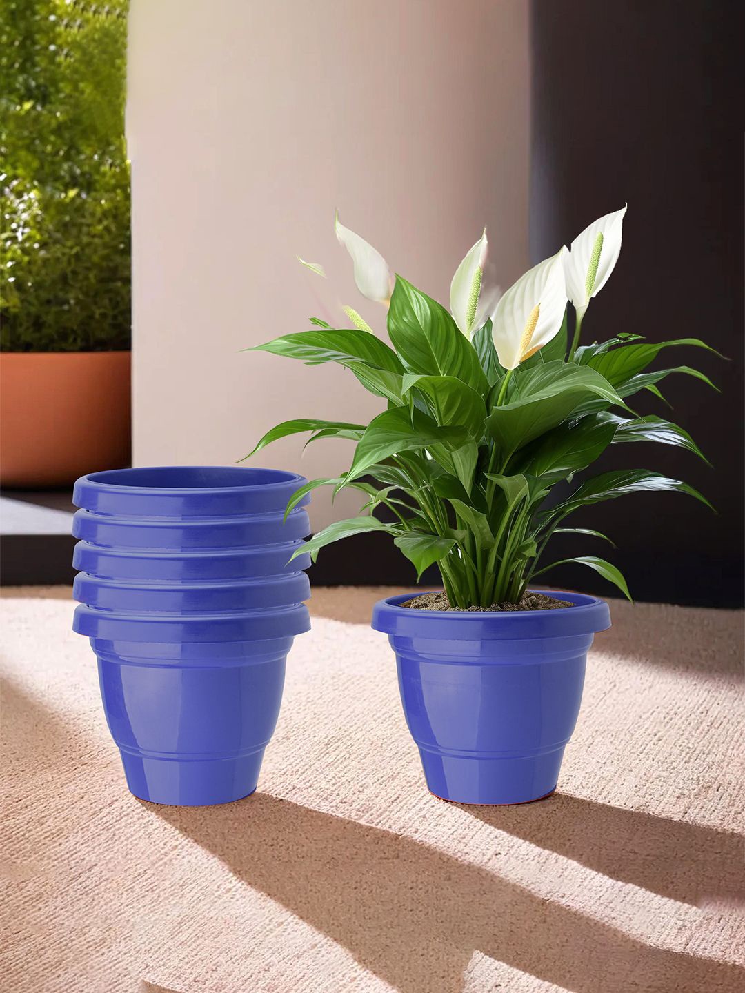 

Kuber Industries Blue 6 Pieces Lightweight Planters