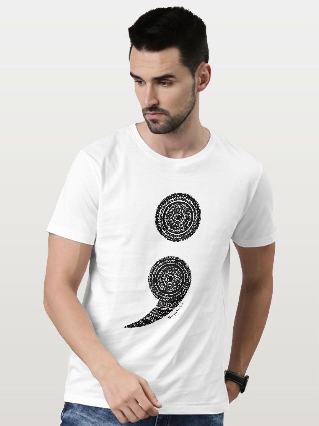 

macmerise Men Raw Edge T-shirt, White