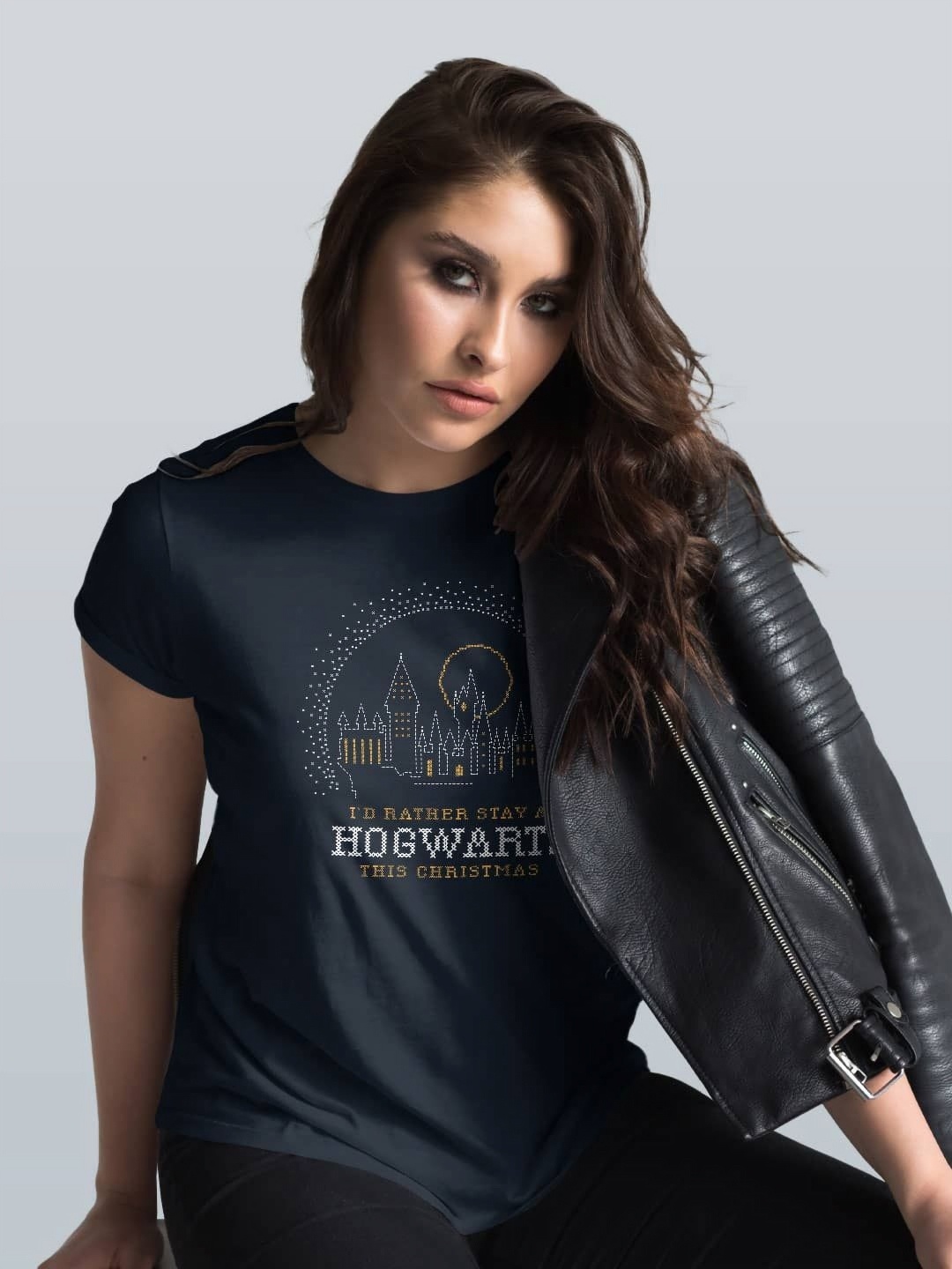 

macmerise Women Typography Printed Extended Sleeves T-shirt, Navy blue