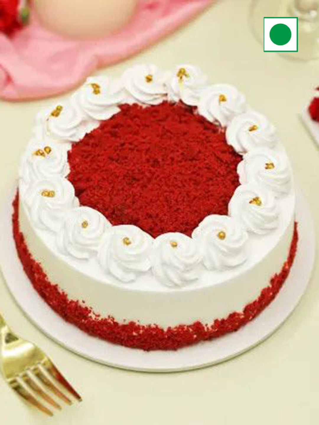 

IGP Red Velvet Flavour Eggless Round Cake - Half kg