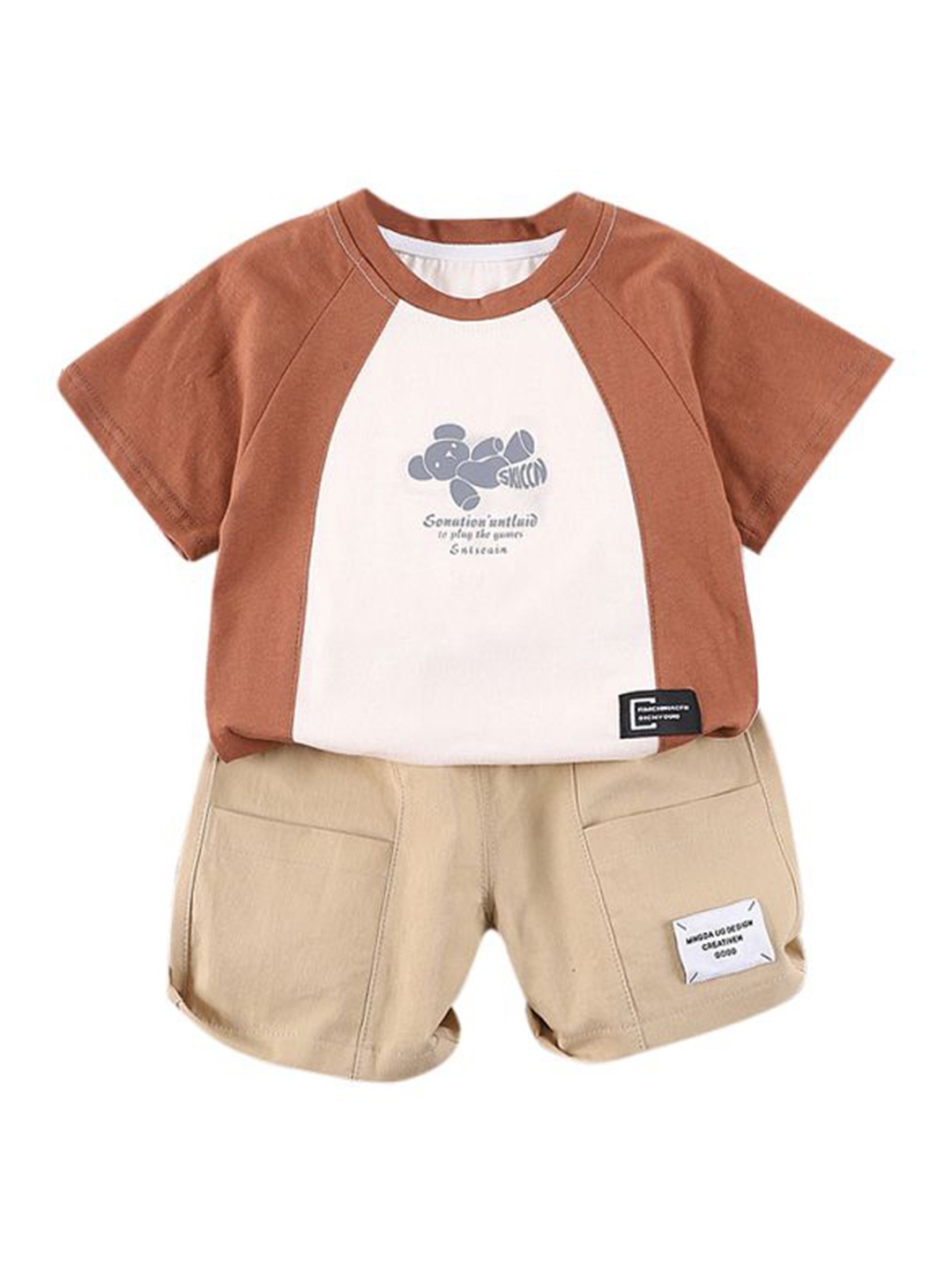 

StyleCast x Revolte Boys Printed Pure Cotton T-shirt with Shorts, Brown