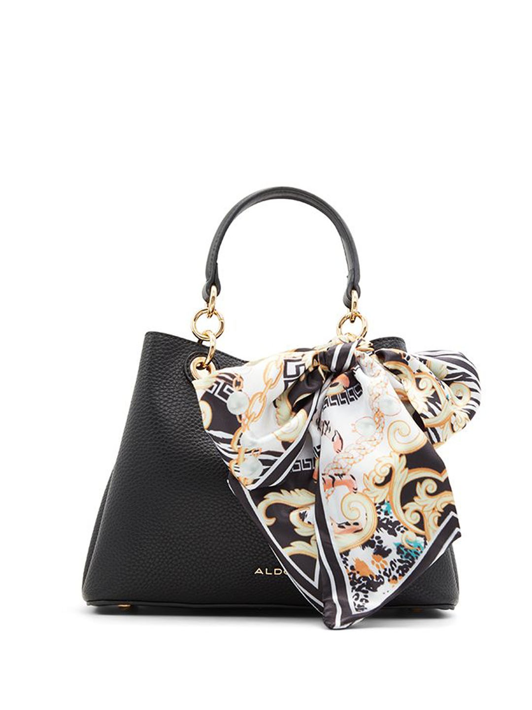

ALDO Animal Textured Structured Handheld Bag with Cut Work, Black