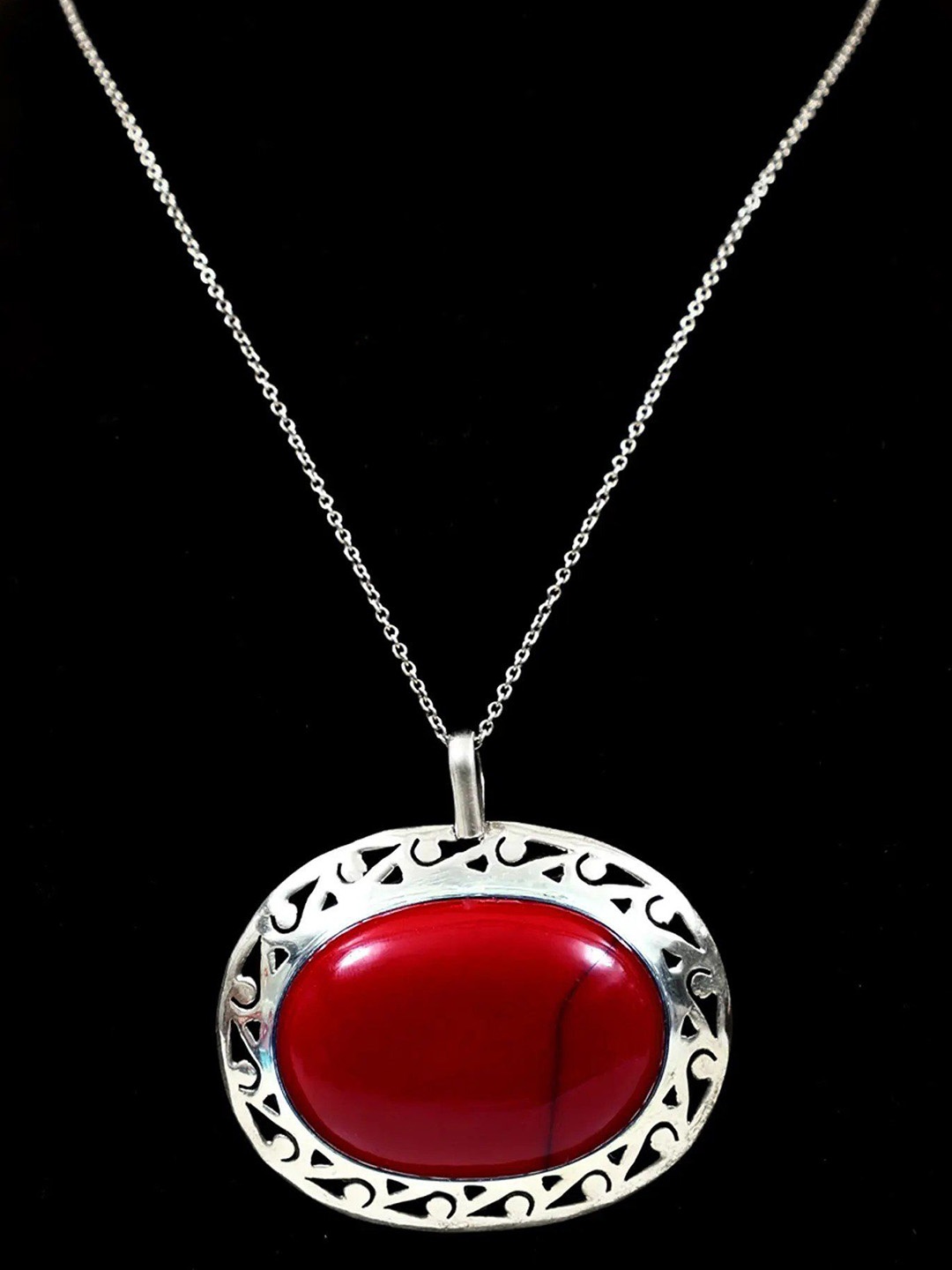 

Exotic India Carnelian Gemstone Oval Shaped Sterling Silver Pendant