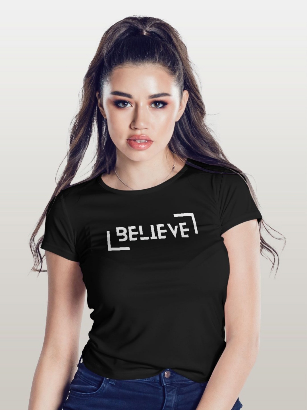 

macmerise Women Typography Printed T-shirt, Black