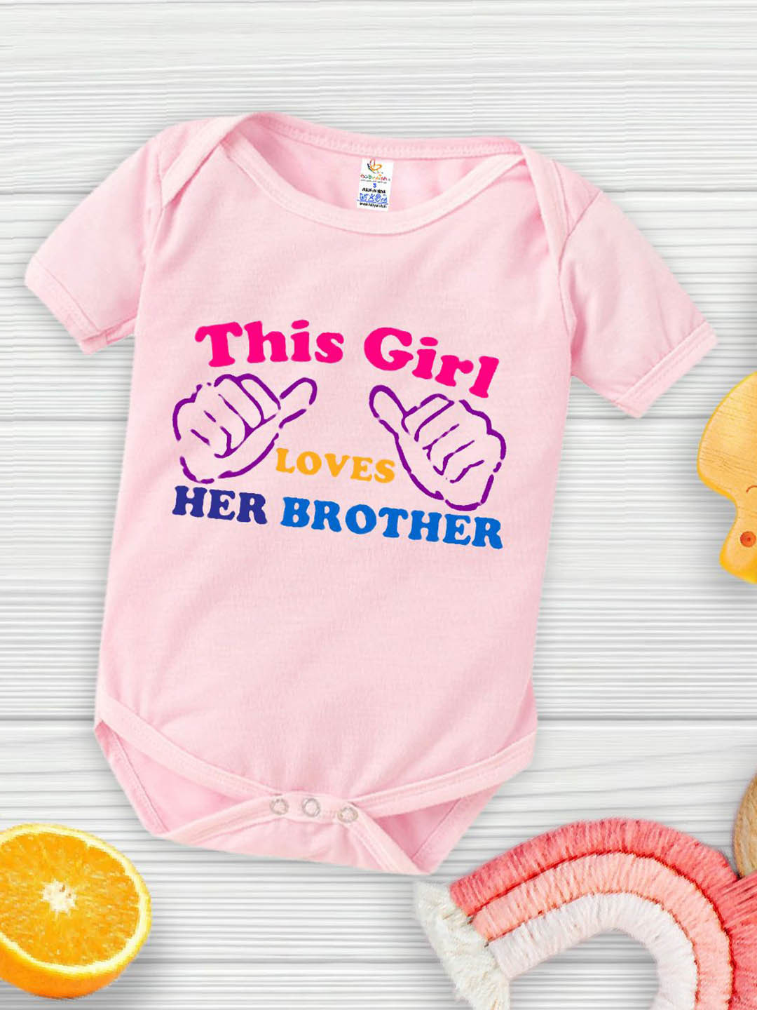 

Babywish Infants Printed Cotton Bodysuit, Pink