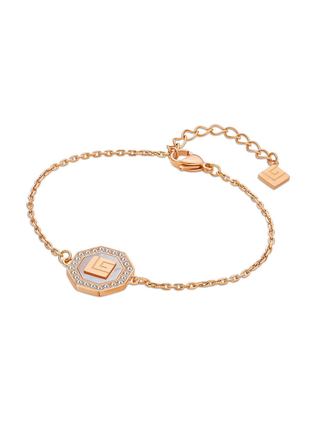 

Guy Laroche Ambre Rose Gold-Plated Stainless Steel Charm Bracelet