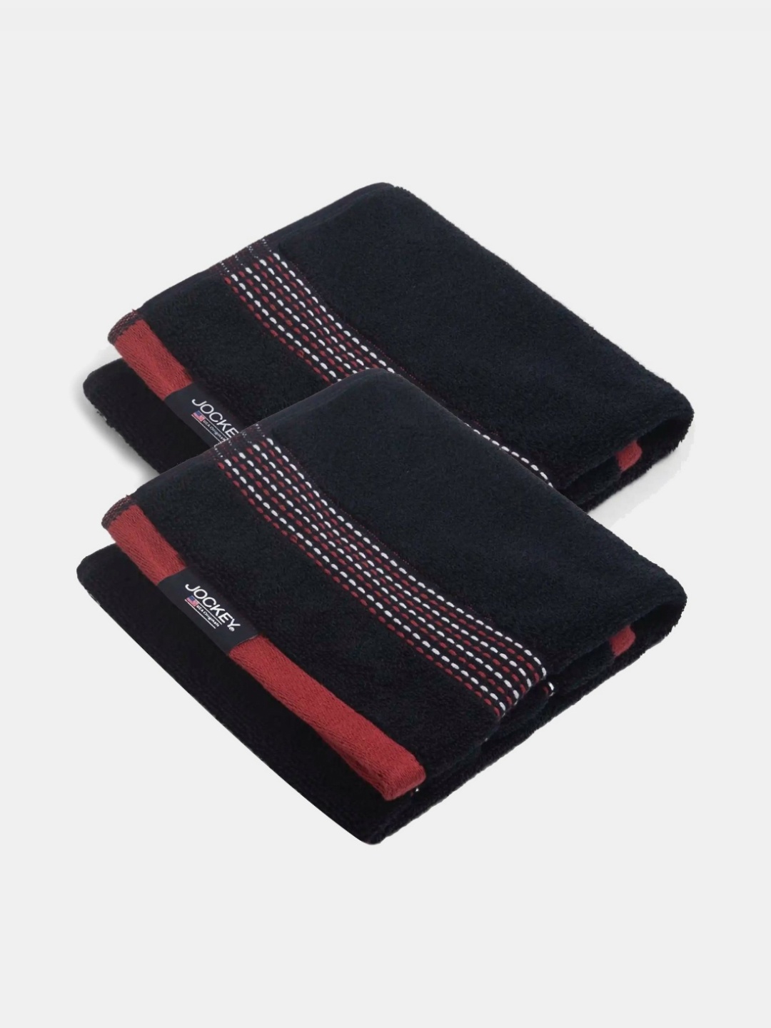 

Jockey Pack Of 2 Cotton Rich Terry Ultrasoft and Durable Striped Hand Towel-T222, Navy blue