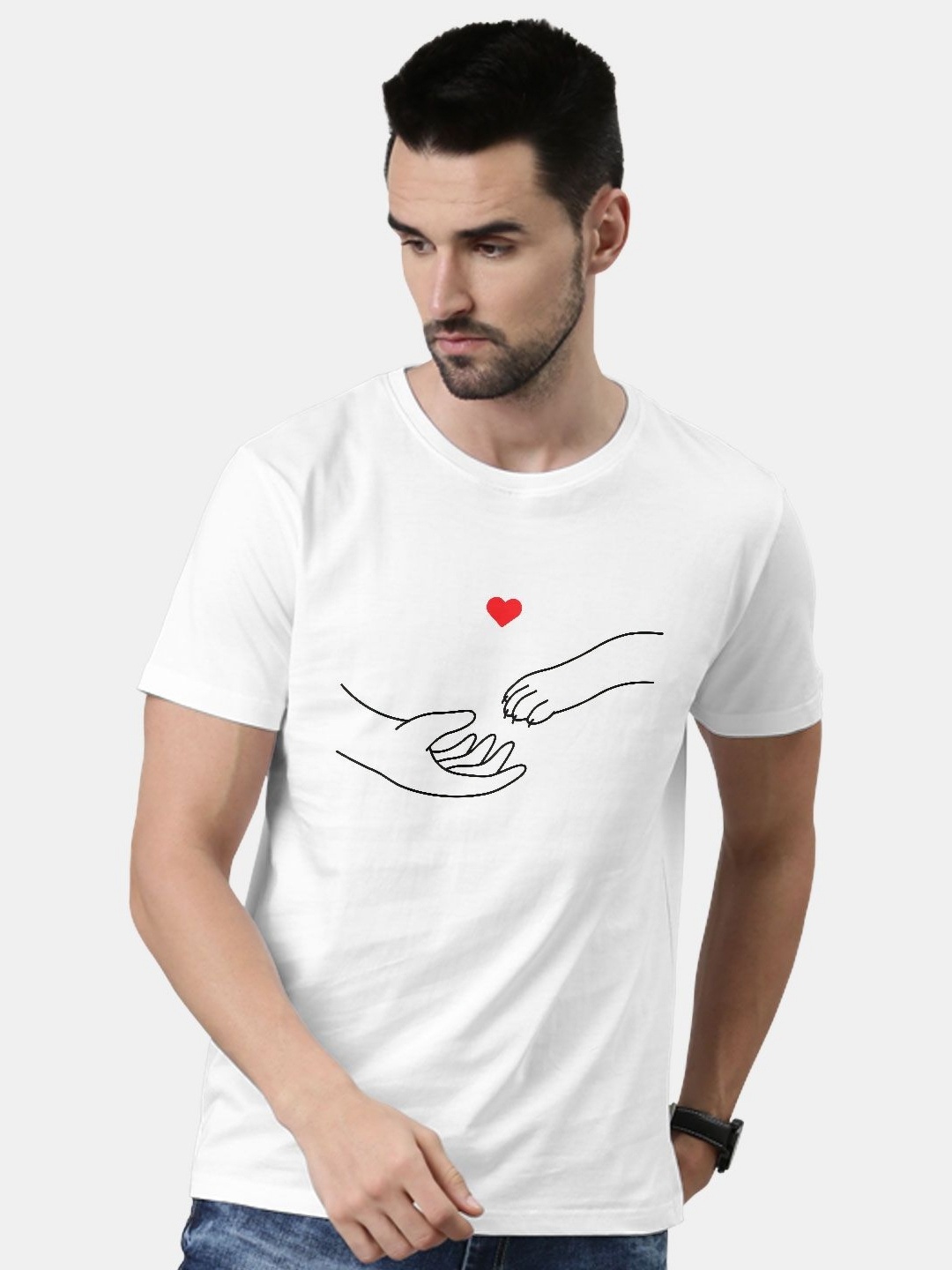 

macmerise Men Typography Printed Applique T-shirt, White