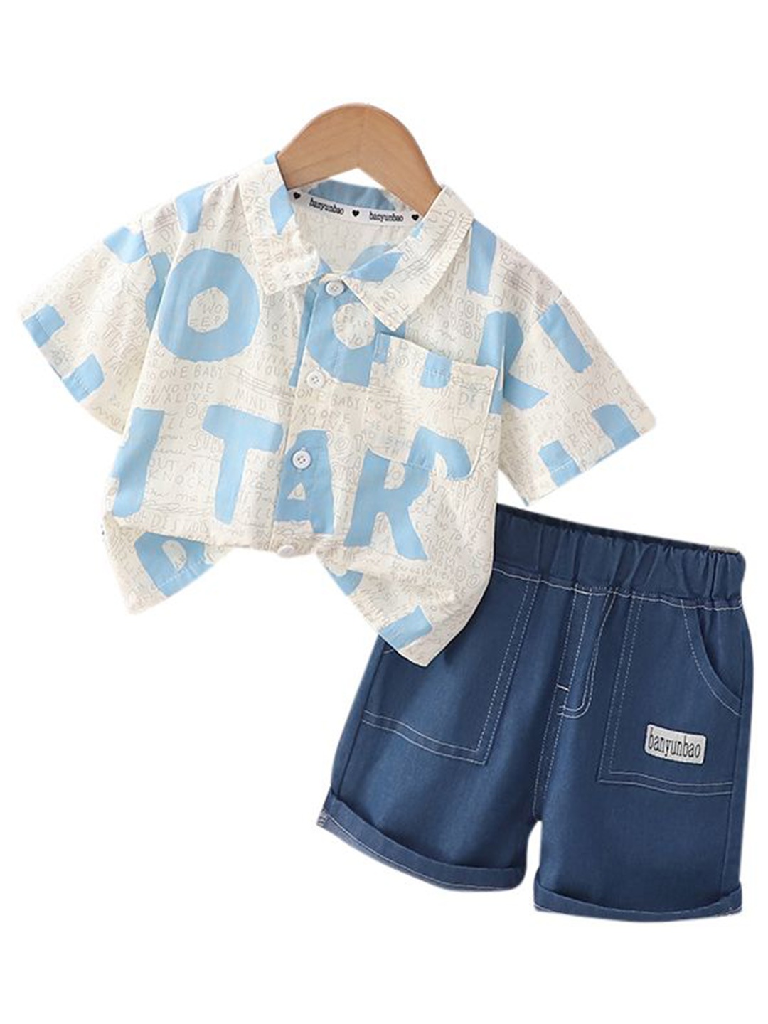 

StyleCast x Revolte Infant Boys Printed Pure Cotton Shirt With Shorts, White