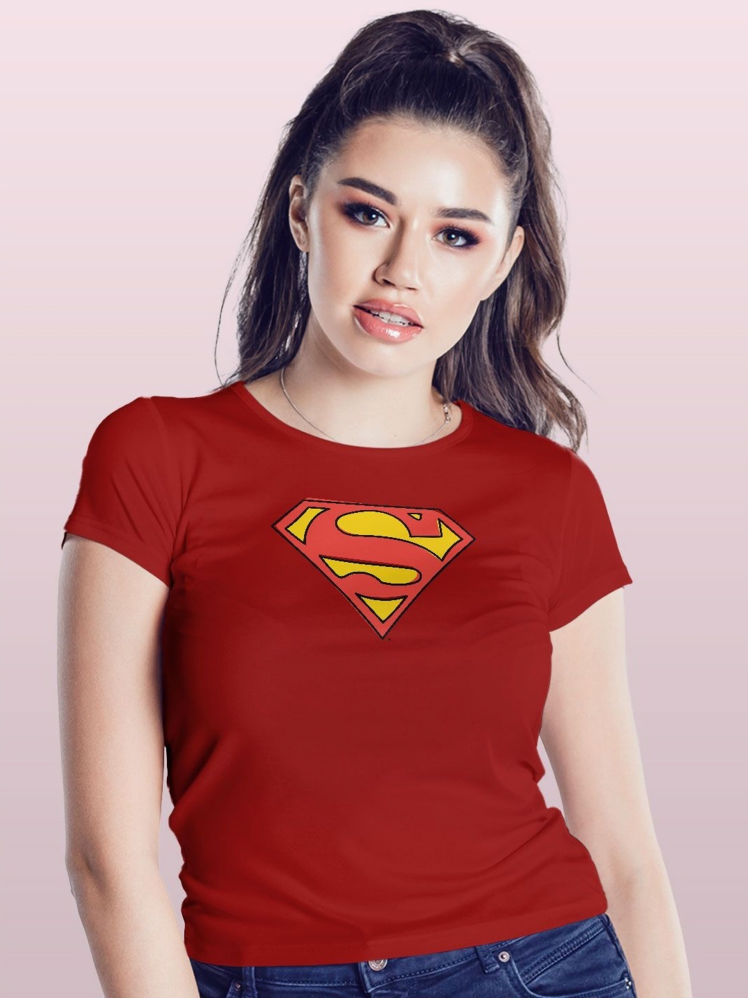 

macmerise Women Printed Applique T-shirt, Red