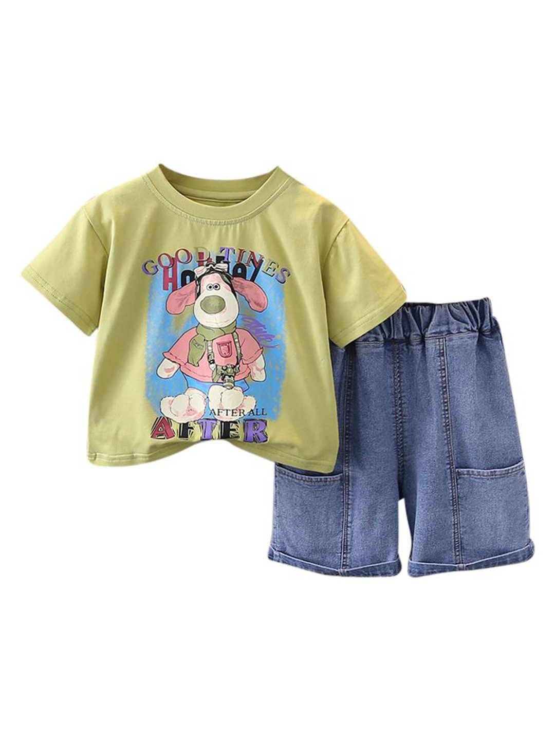 

StyleCast x Revolte Boys Printed Pure Cotton T-shirt With Shorts, Green