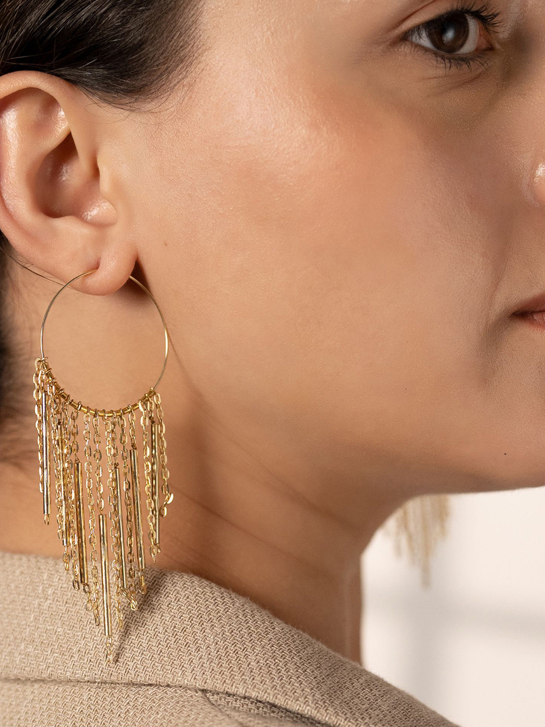 

D'oro Contemporary Hoop Earrings, Gold