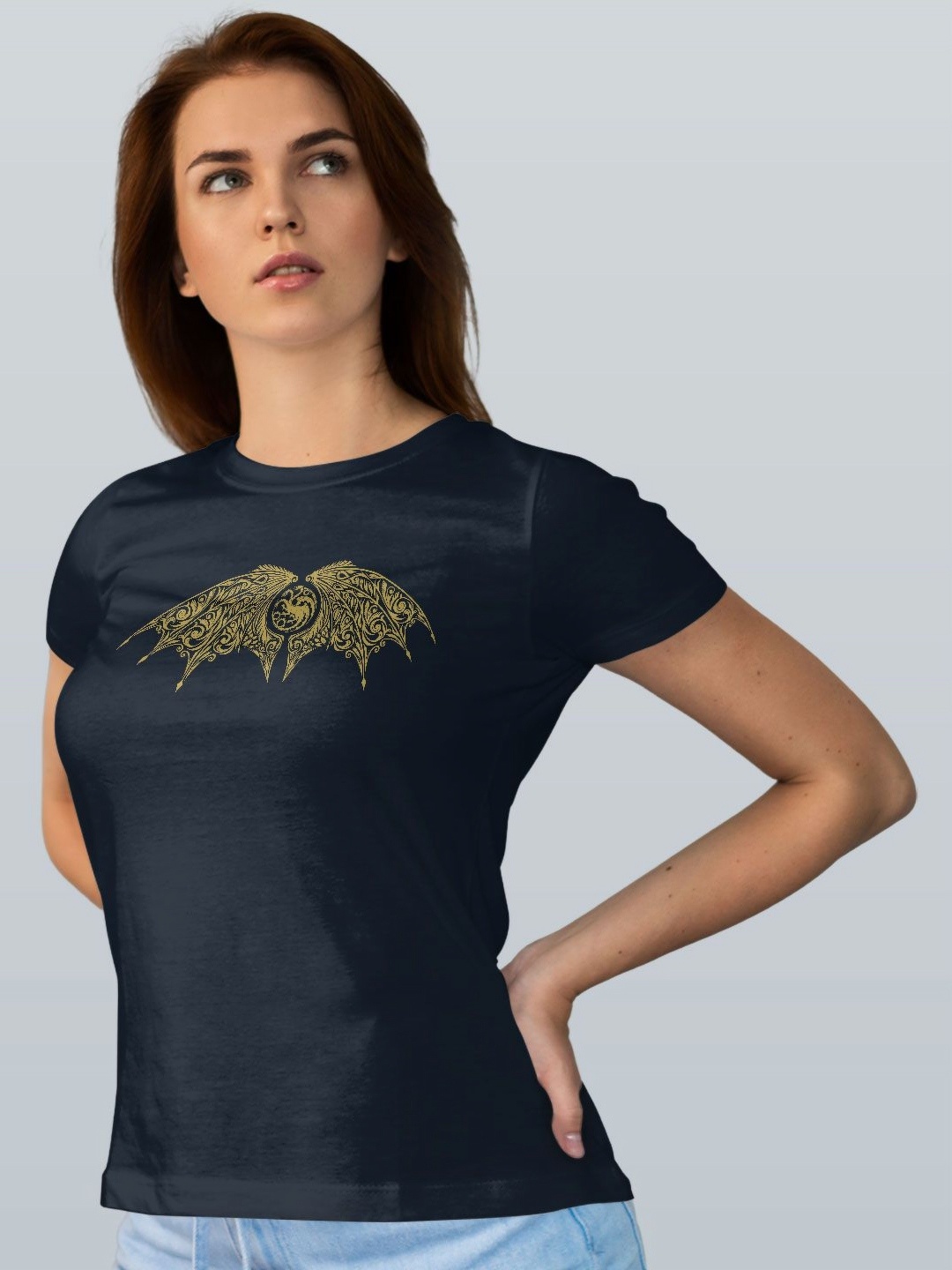 

macmerise Women Typography Printed T-shirt, Navy blue