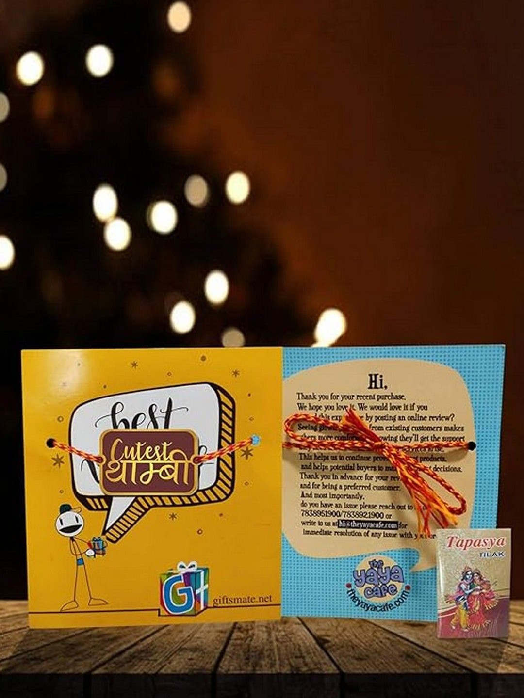 

THEYAYACAFE Boys Thread Rakhi With Roli, Brown