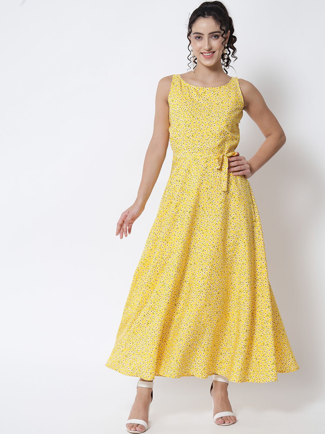 

Yaadleen Floral Print Crepe Maxi Dress, Yellow