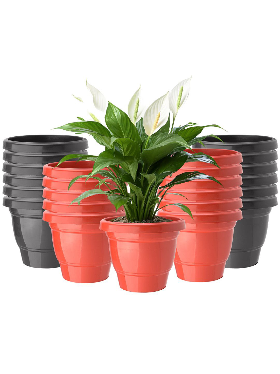 

Kuber Industries Red & Black 24 Pieces Lightweight Planters