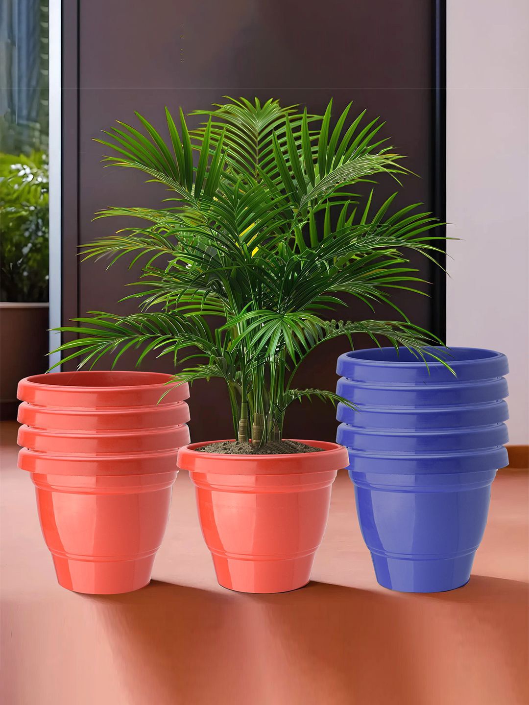 

Kuber Industries Red & Blue 10 Pieces Durable 2-Layer Planters