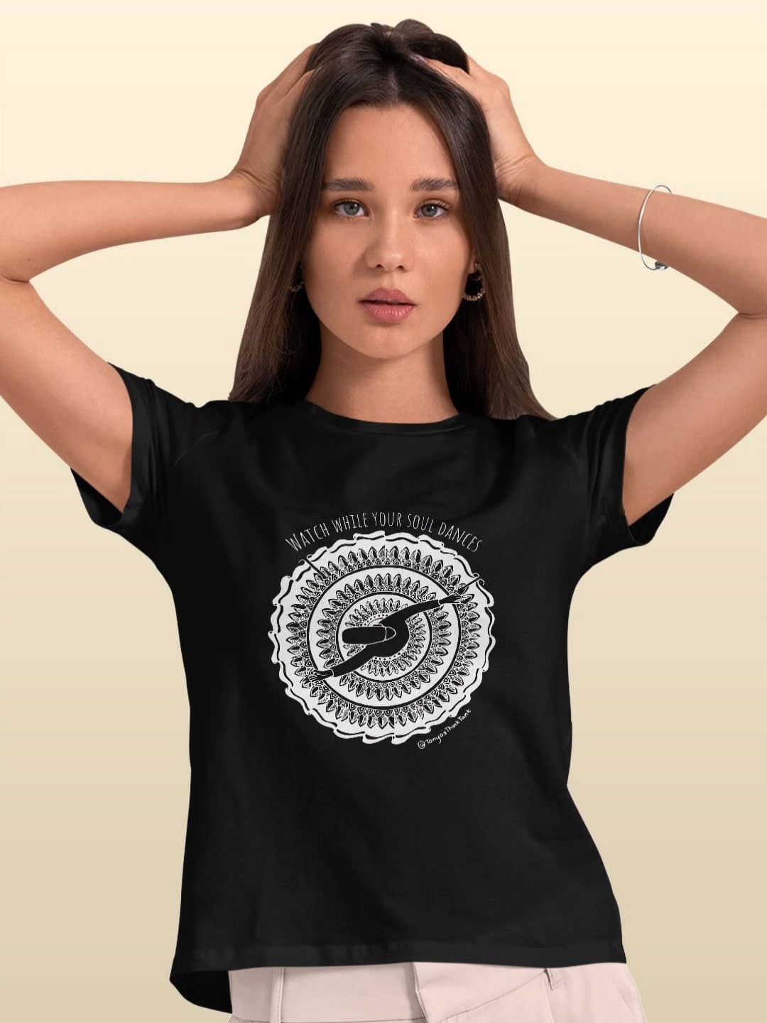 

macmerise Women Typography Printed Pockets T-shirt, Black