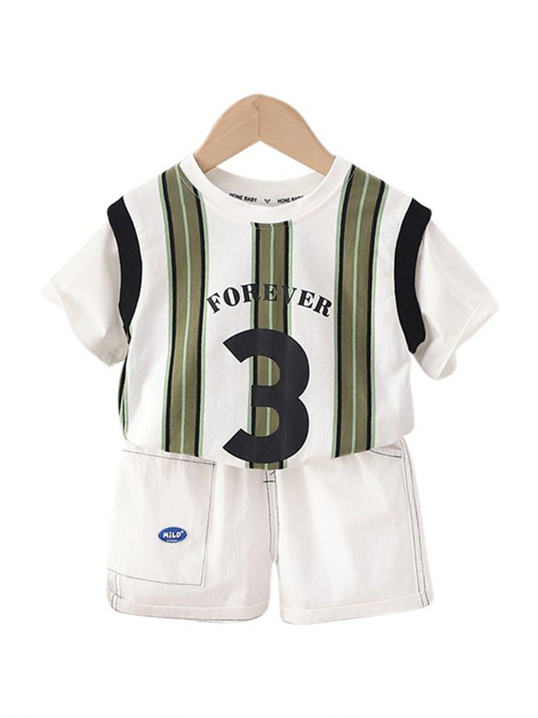 

StyleCast x Revolte Infant Boys Pure Cotton Printed T-shirt with Shorts, White