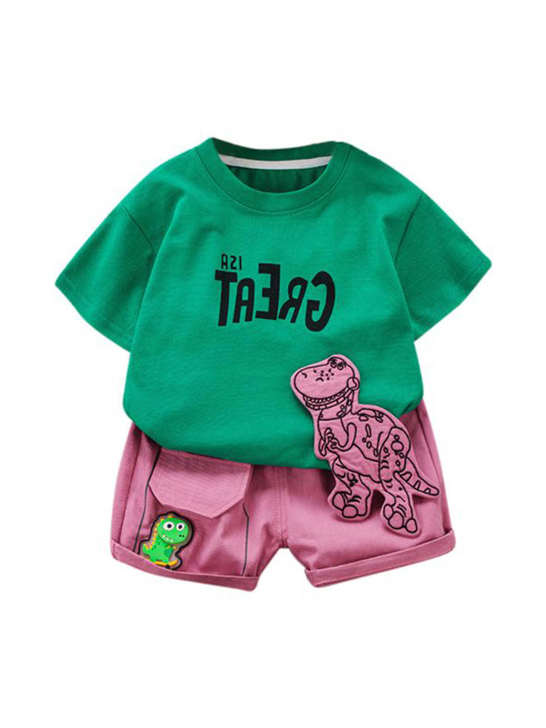 

StyleCast x Revolte Boys Printed Pure Cotton T-shirt With Shorts, Green