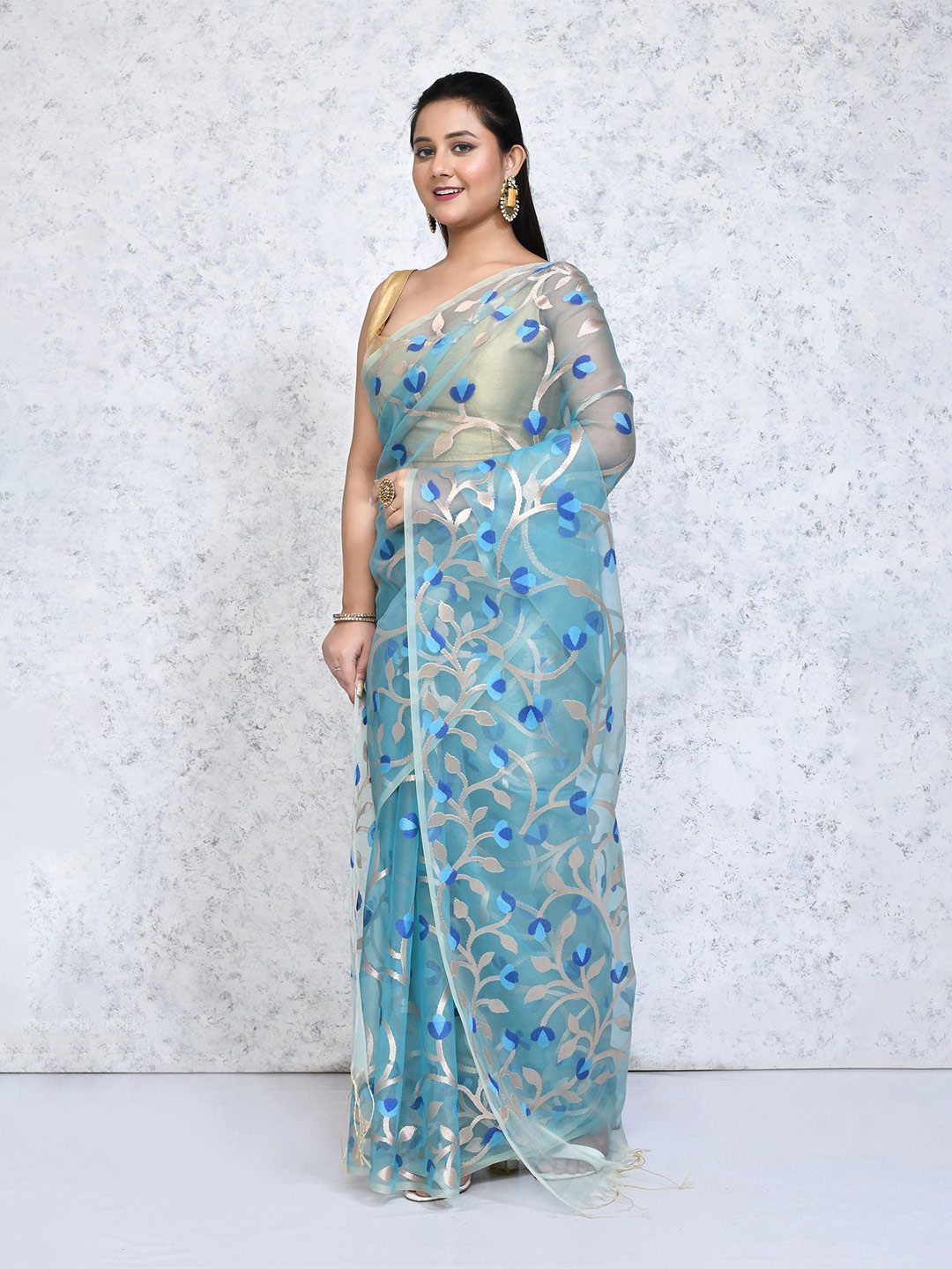 

SPRISH Woven Design Pure Silk Saree, Blue