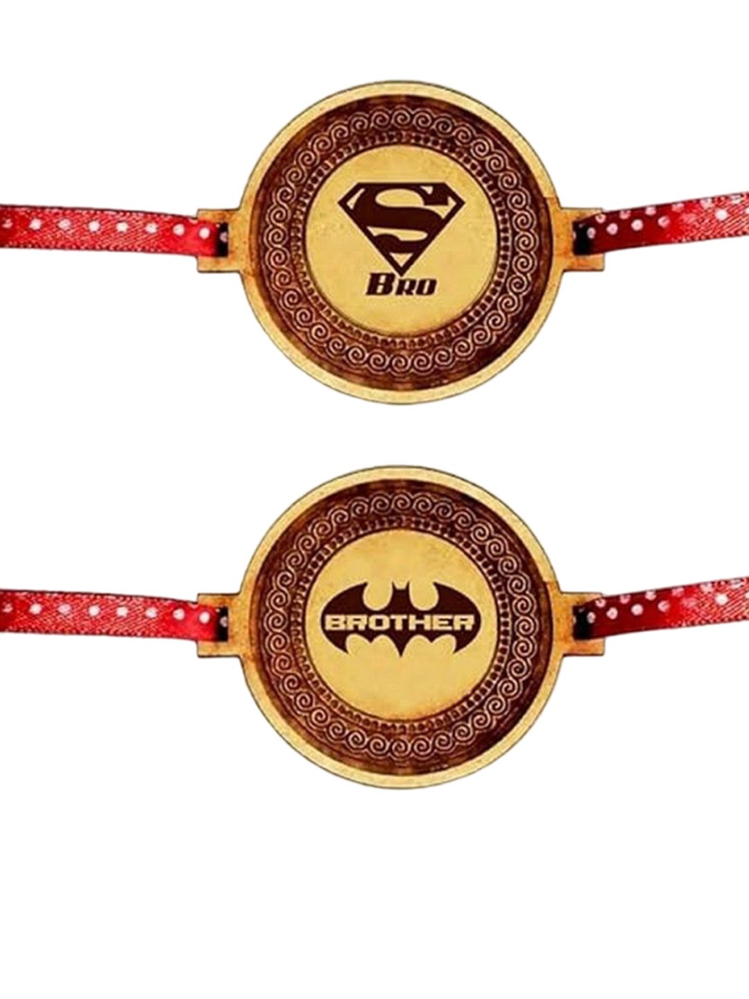 

THEYAYACAFE Set Of 2 Engraved Thread Rakhi, Brown