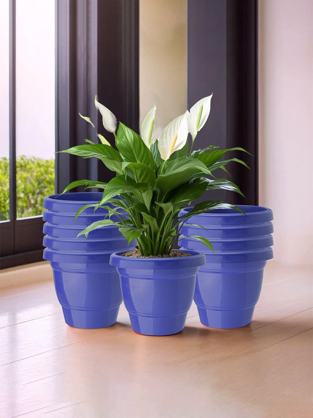 

Kuber Industries Blue 10 Pieces Light Weight 2-Layer Planters