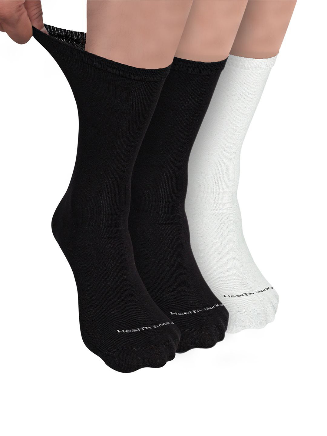 

FOOTPRINT Men 3 Pairs Seamless Organic Cotton Crew-Length Bamboo Socks, Black