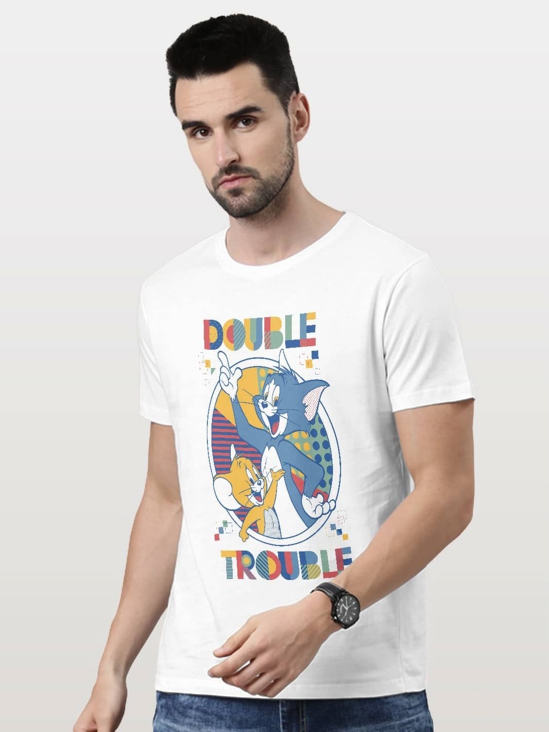 

macmerise Men Printed Raw Edge T-shirt, White
