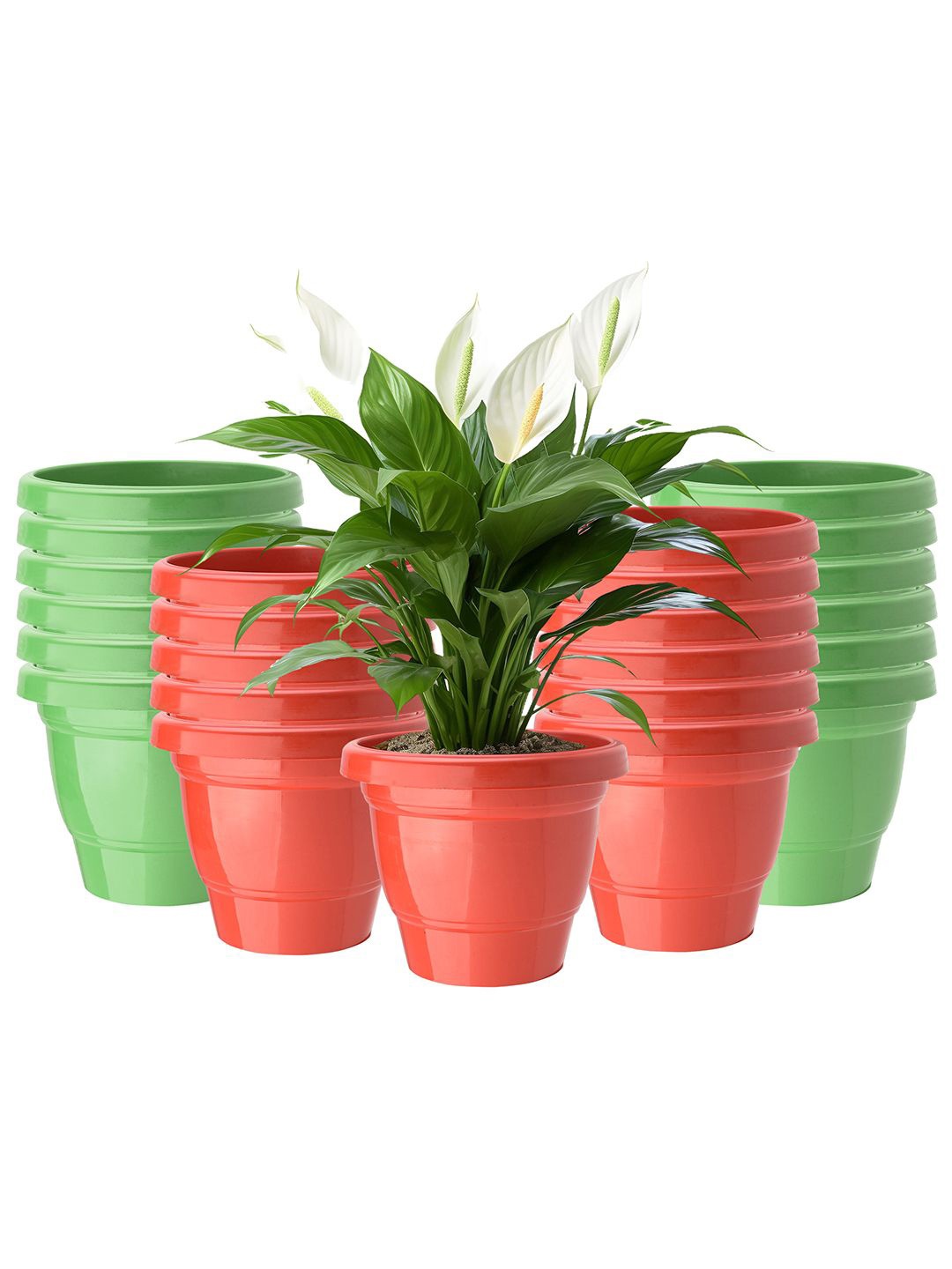 

Kuber Industries Red & Green 24 Pieces 2-Layer Planters