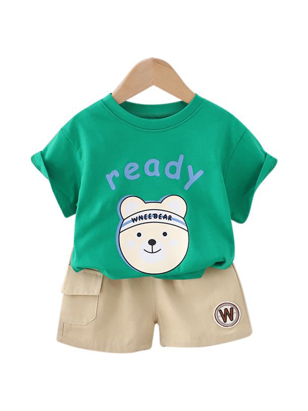

StyleCast x Revolte Infant Boys Printed Pure Cotton T-shirt With Shorts, Green